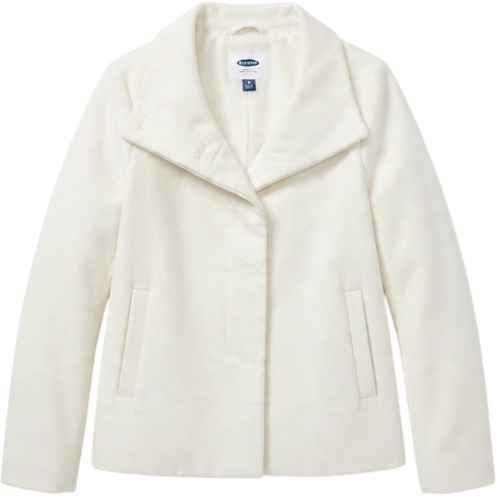 Old Navy Womens Winter White Funnel Neck Hidden Button Peacoat Jacket Size M
